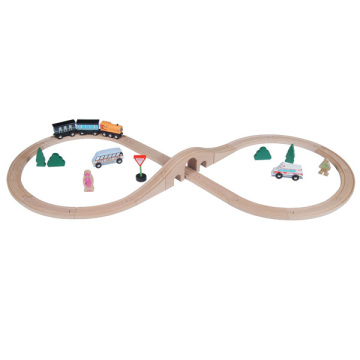 30pcs forma 8 trenes ferroviarios de madera clásico juego conjunto